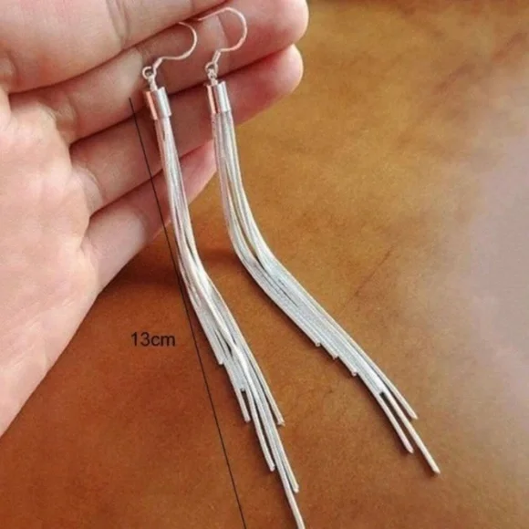 New Tassel Dangle Silver Earrings - Picture 5 of 6